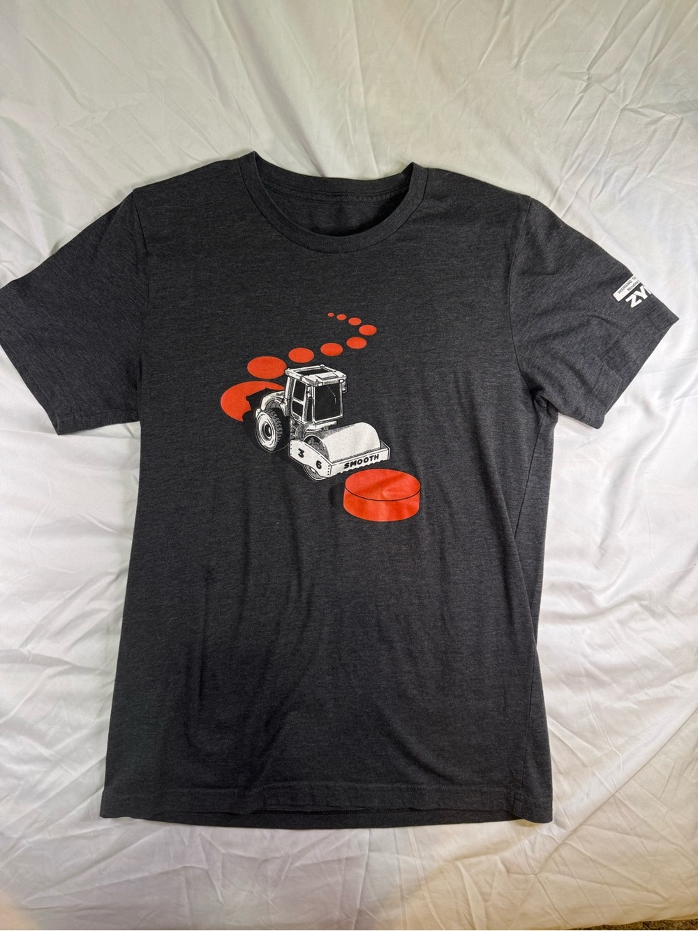 Men's Charcoal Graphic Tee with Orange Accents